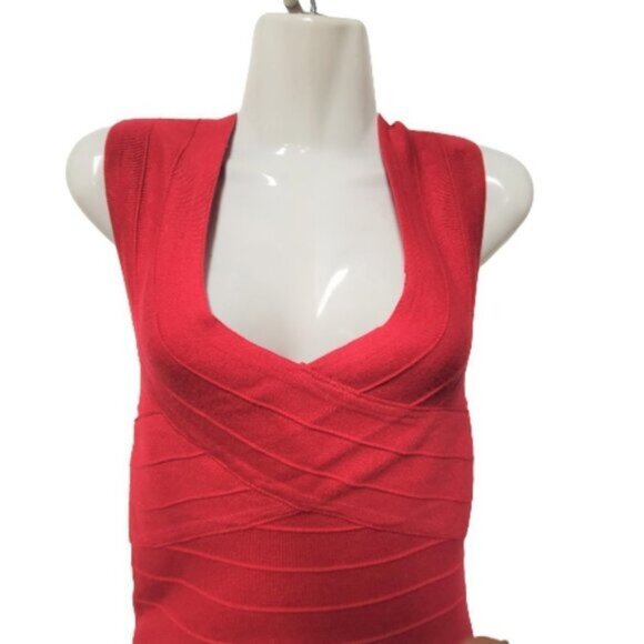 SPICY sugar body con figure hugging bandage red dress size M size L size XL - - Picture 4 of 12